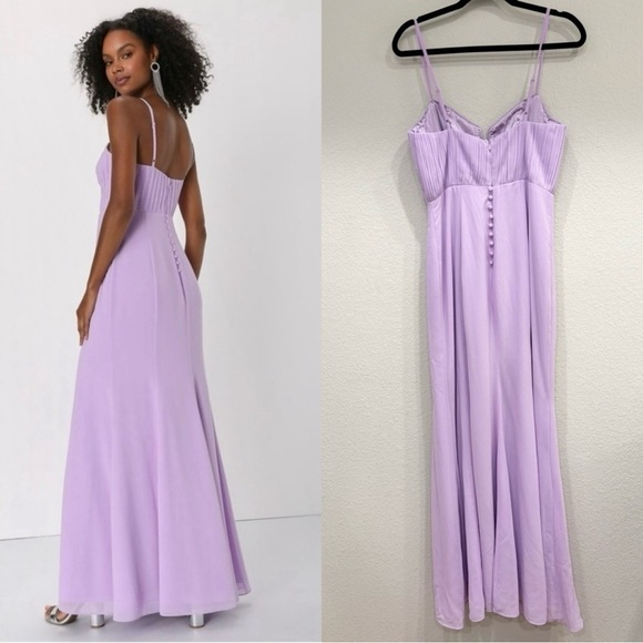 NWOT Lulus Sweetest Splendor Lilac Sleeveless Pleated Bustier Maxi‎ Dress - Picture 5 of 8